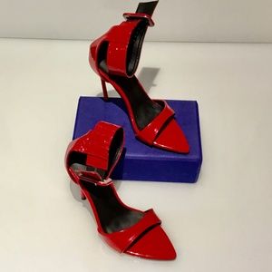 Red patent leather shoes